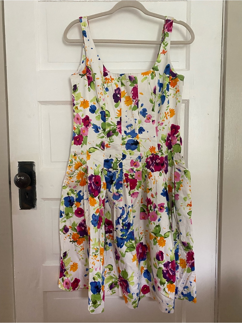 White Floral Sundress with Multicolor Blooms